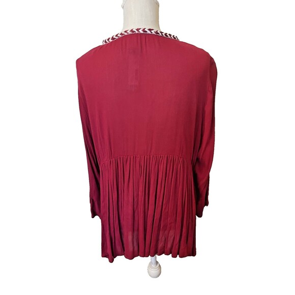 NWT Hazel 3/4 Sleeve Women's Size 2X Open Red Daryle Peasant Top - Picture 3 of 11